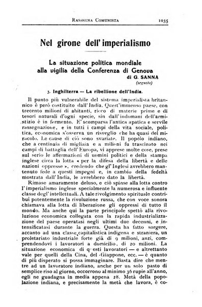 Rassegna comunista teoria, critica, documentazione del Movimento comunista internazionale