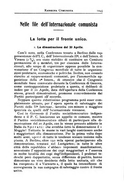 Rassegna comunista teoria, critica, documentazione del Movimento comunista internazionale