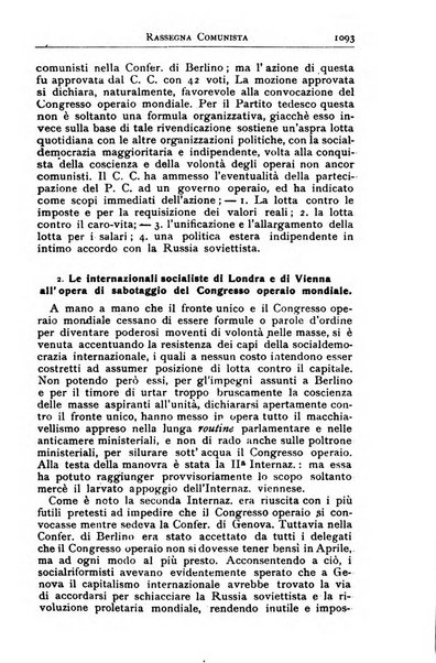 Rassegna comunista teoria, critica, documentazione del Movimento comunista internazionale