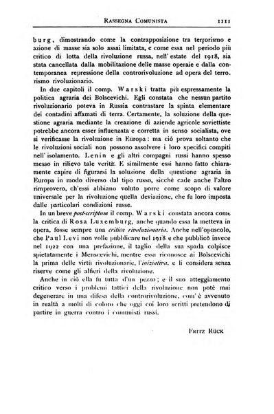 Rassegna comunista teoria, critica, documentazione del Movimento comunista internazionale