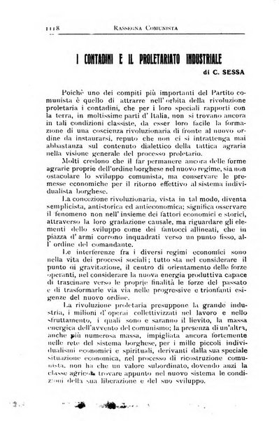 Rassegna comunista teoria, critica, documentazione del Movimento comunista internazionale