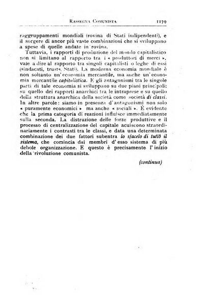 Rassegna comunista teoria, critica, documentazione del Movimento comunista internazionale