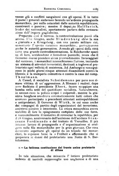 Rassegna comunista teoria, critica, documentazione del Movimento comunista internazionale