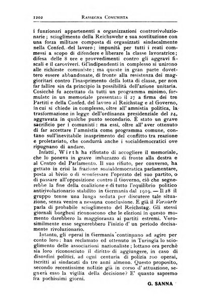 Rassegna comunista teoria, critica, documentazione del Movimento comunista internazionale