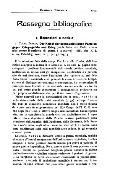 Rassegna comunista teoria, critica, documentazione del Movimento comunista internazionale