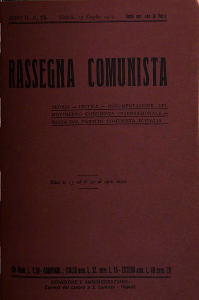 Rassegna comunista teoria, critica, documentazione del Movimento comunista internazionale