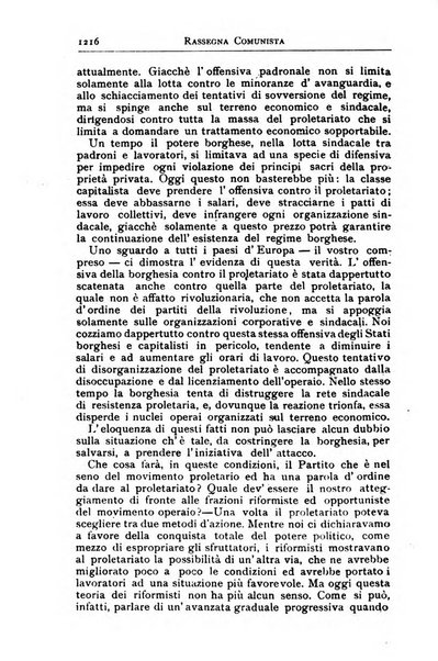 Rassegna comunista teoria, critica, documentazione del Movimento comunista internazionale