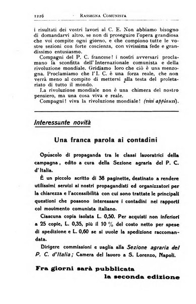 Rassegna comunista teoria, critica, documentazione del Movimento comunista internazionale