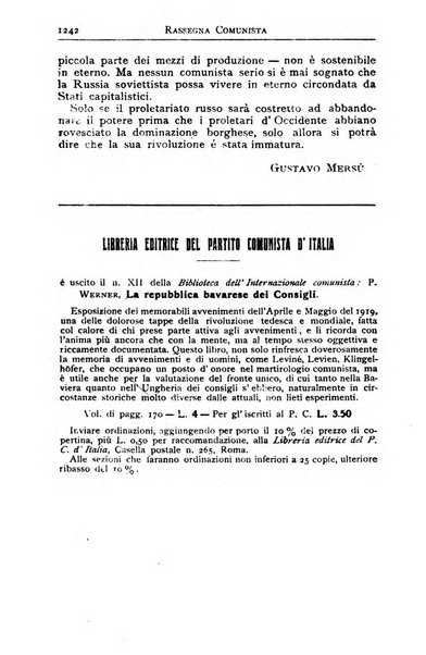 Rassegna comunista teoria, critica, documentazione del Movimento comunista internazionale