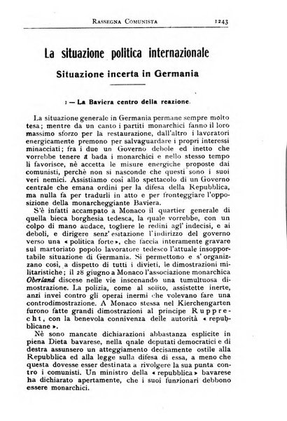 Rassegna comunista teoria, critica, documentazione del Movimento comunista internazionale