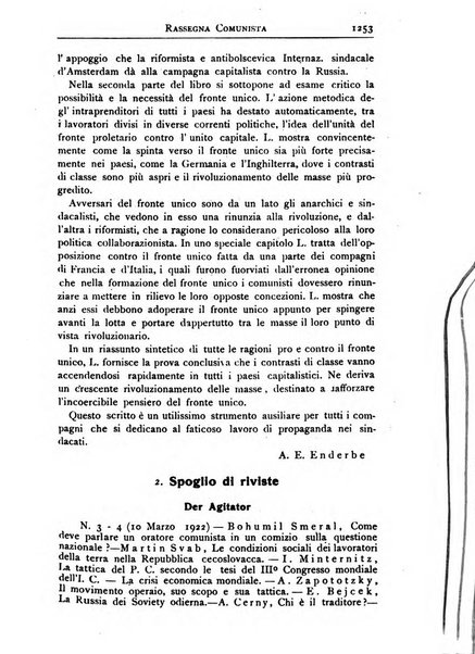 Rassegna comunista teoria, critica, documentazione del Movimento comunista internazionale