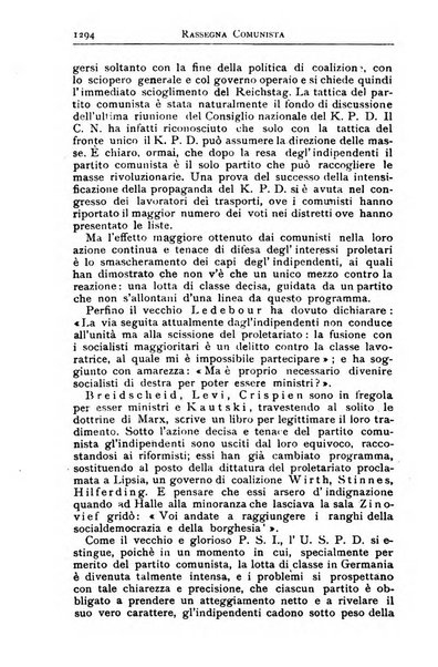 Rassegna comunista teoria, critica, documentazione del Movimento comunista internazionale