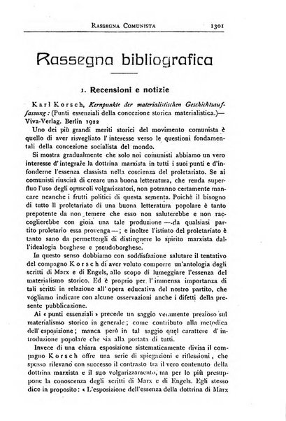 Rassegna comunista teoria, critica, documentazione del Movimento comunista internazionale