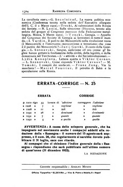 Rassegna comunista teoria, critica, documentazione del Movimento comunista internazionale