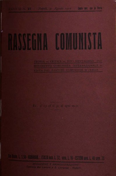 Rassegna comunista teoria, critica, documentazione del Movimento comunista internazionale