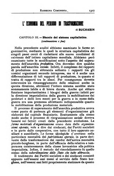 Rassegna comunista teoria, critica, documentazione del Movimento comunista internazionale