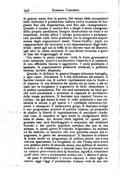 Rassegna comunista teoria, critica, documentazione del Movimento comunista internazionale