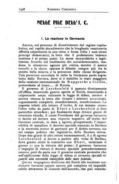 Rassegna comunista teoria, critica, documentazione del Movimento comunista internazionale