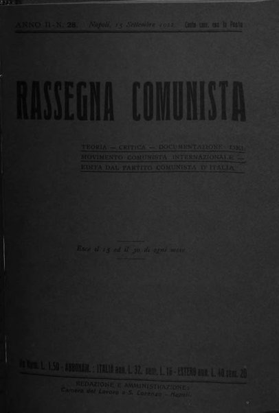 Rassegna comunista teoria, critica, documentazione del Movimento comunista internazionale