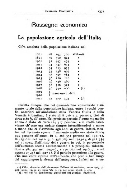 Rassegna comunista teoria, critica, documentazione del Movimento comunista internazionale