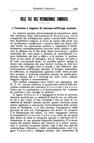 Rassegna comunista teoria, critica, documentazione del Movimento comunista internazionale