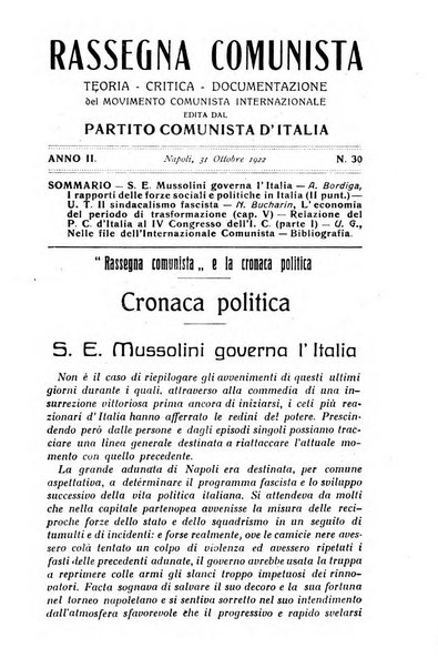 Rassegna comunista teoria, critica, documentazione del Movimento comunista internazionale