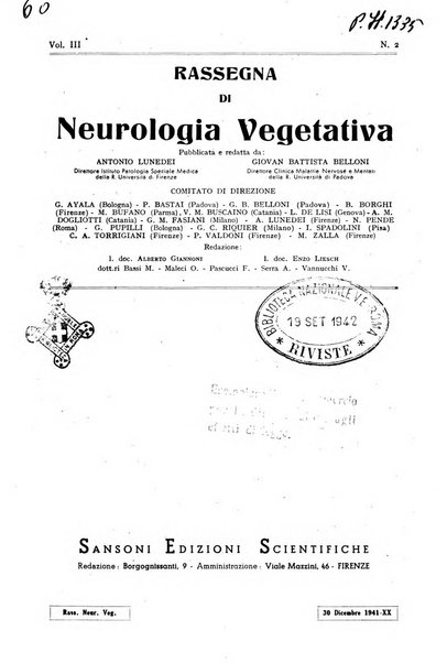 Rassegna di neurologia vegetativa