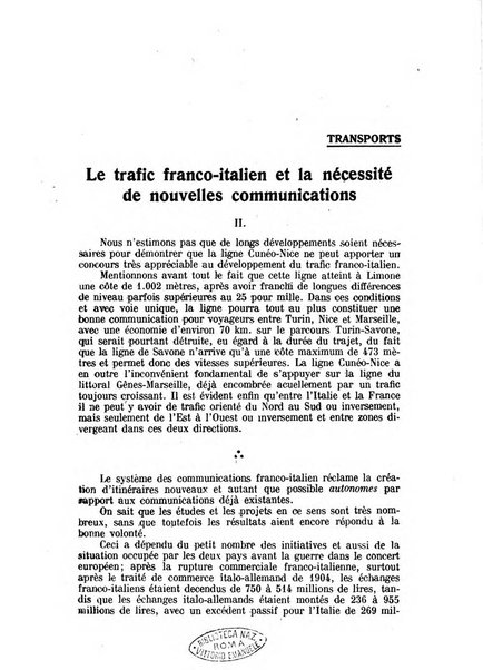 Rassegna economica italo-francese revue mensuelle des problemes economiques et commerciaux franco-italiens