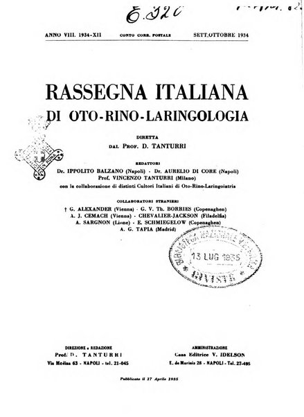 Rassegna italiana di oto-rino-laringologia