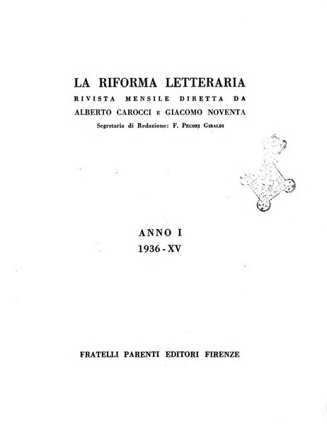 La riforma letteraria rivista mensile