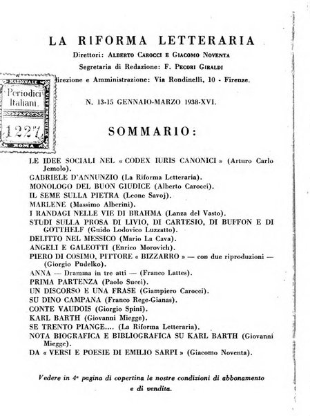 La riforma letteraria rivista mensile