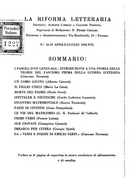 La riforma letteraria rivista mensile