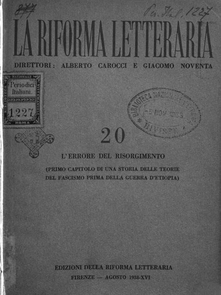 La riforma letteraria rivista mensile