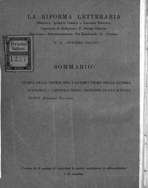 La riforma letteraria rivista mensile