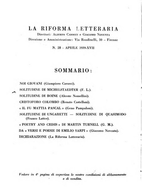 La riforma letteraria rivista mensile