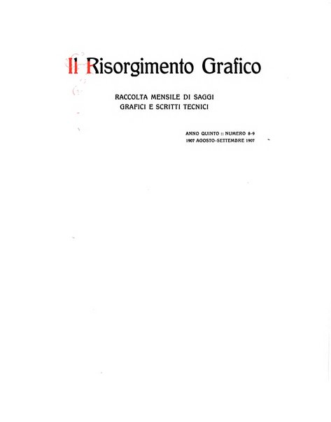 Il risorgimento grafico rivista tecnica mensile di saggi grafici e scritti tecnici