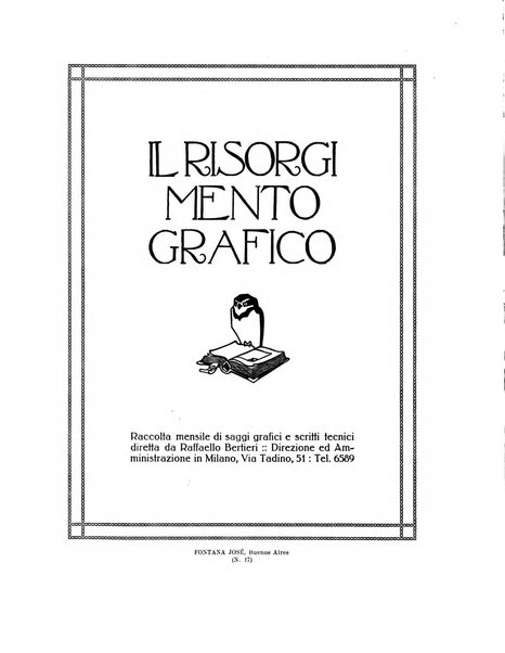 Il risorgimento grafico rivista tecnica mensile di saggi grafici e scritti tecnici