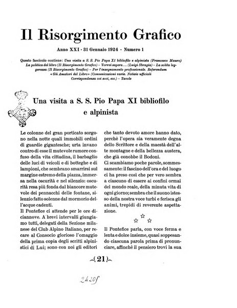 Il risorgimento grafico rivista tecnica mensile di saggi grafici e scritti tecnici