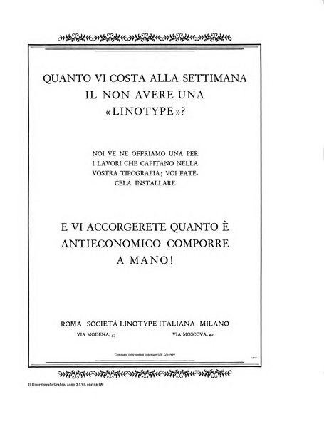 Il risorgimento grafico rivista tecnica mensile di saggi grafici e scritti tecnici