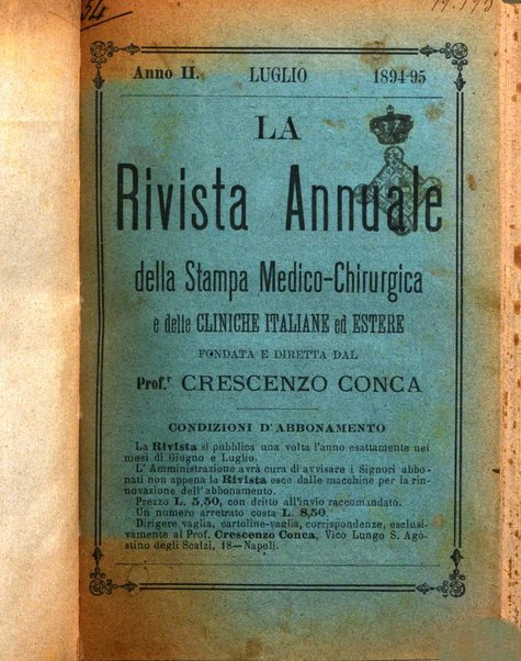 La rivista annuale della stampa medico-chirurgica e delle cliniche italiane ed estere