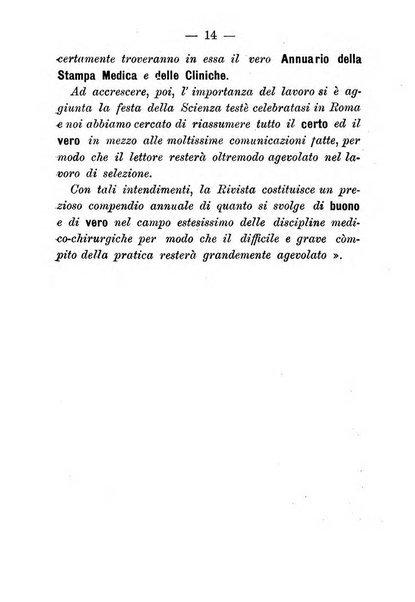 La rivista annuale della stampa medico-chirurgica e delle cliniche italiane ed estere