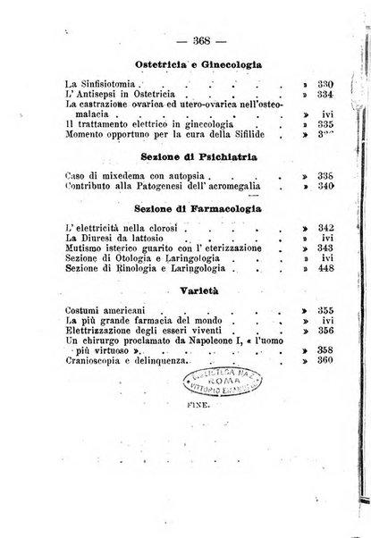 La rivista annuale della stampa medico-chirurgica e delle cliniche italiane ed estere