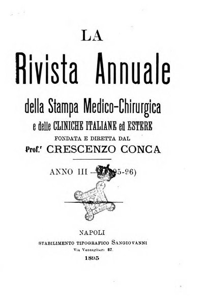 La rivista annuale della stampa medico-chirurgica e delle cliniche italiane ed estere