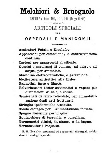 La rivista annuale della stampa medico-chirurgica e delle cliniche italiane ed estere