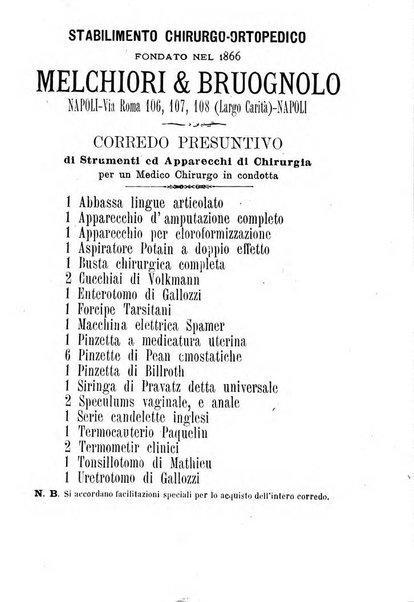 La rivista annuale della stampa medico-chirurgica e delle cliniche italiane ed estere