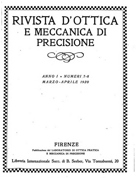 Rivista d'ottica e meccanica di precisione