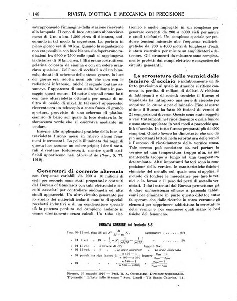 Rivista d'ottica e meccanica di precisione