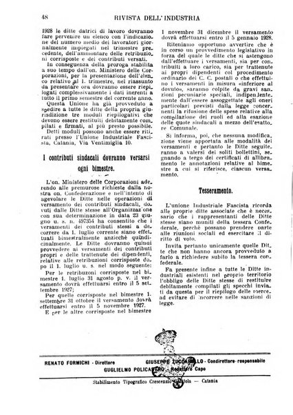 Rivista dell'industria periodico mensile dell'Unione industriale fascista