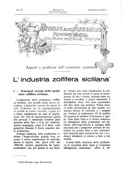 Rivista dell'industria periodico mensile dell'Unione industriale fascista