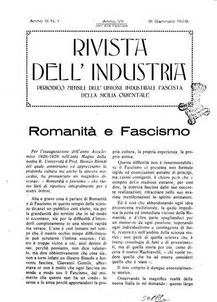 Rivista dell'industria periodico mensile dell'Unione industriale fascista